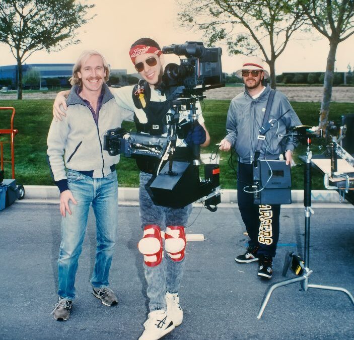 Crews with Steadicam rig in John Howard's Lessons in Cycling 1988 a display of entrepreneurship